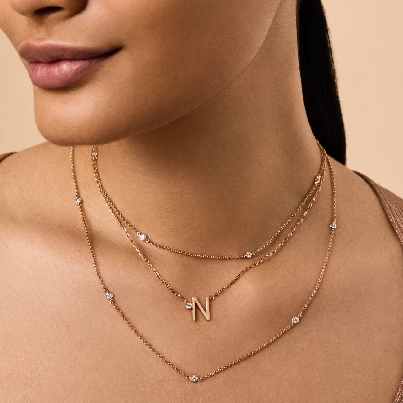The Love Diamond Diamond Necklaces on Model