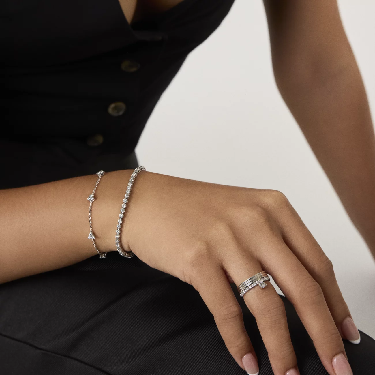 The Love Diamond Diamond Bracelets on Model