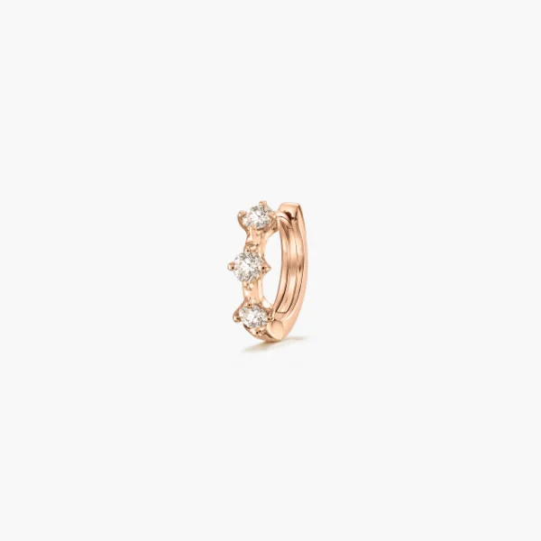 NEW Dash Diamond Huggie - 18k Rose Gold, Diamond Hoop Earrings