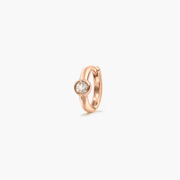 NEW Solo Diamond Huggie - 18k Rose Gold, Diamond Hoop Earrings