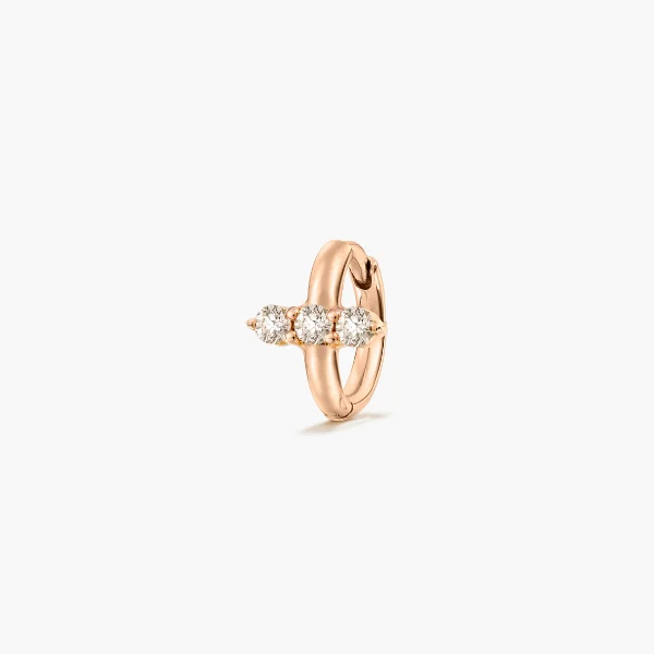 NEW Triplet Diamond Huggie - 18k Rose Gold, Diamond Hoop Earrings