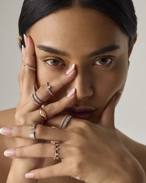 The Love Diamond Diamond Rings on a Model