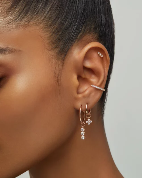 The Love Diamond Diamond Earrings on a Model